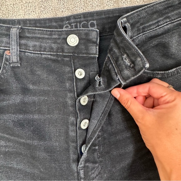 ÉTICA Tyler Boy Distressed Straight Ankle Raw Ziggy Denim Jeans Black Size 27 - Picture 7 of 8